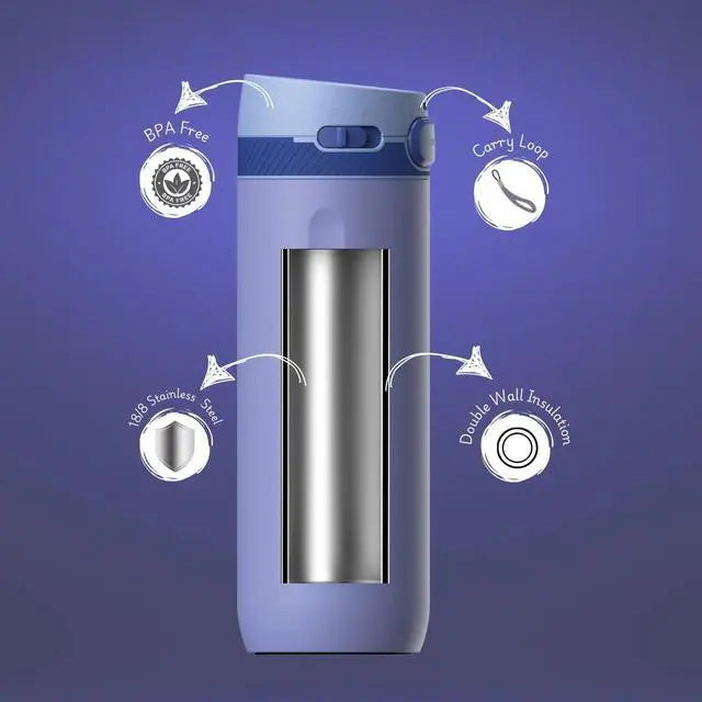 Alt view image 5 of 7 - 20 oz Vacuum Insulated Bottles - Double Wall Coffee Thermal for Travelers & Campers, Keeps Drinks Hot 18H, Cold 24H, Leak-Free, BPA-Free, Food-Grade Stainless Steel (Steel Blue)