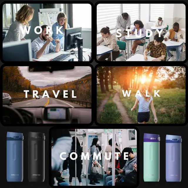 Alt view image 6 of 7 - 20 oz Vacuum Insulated Bottles - Double Wall Coffee Thermal for Travelers & Campers, Keeps Drinks Hot 18H, Cold 24H, Leak-Free, BPA-Free, Food-Grade Stainless Steel (Steel Blue)
