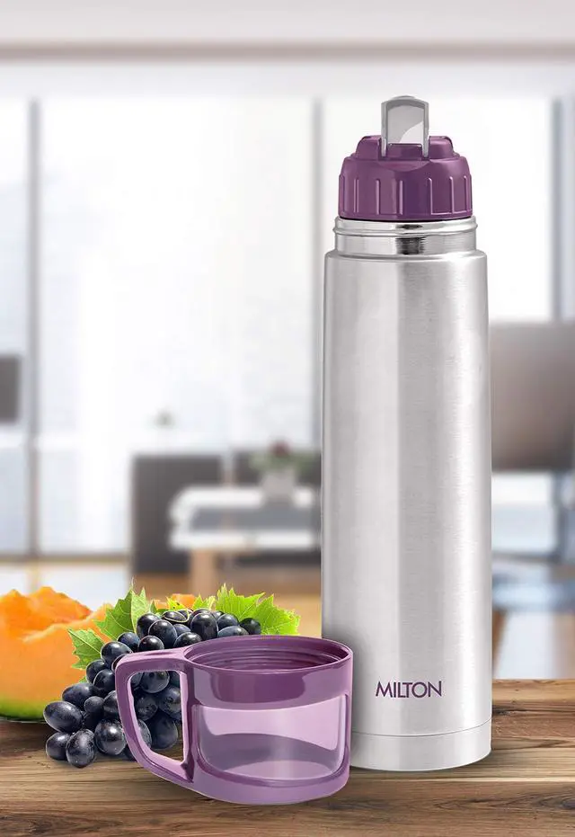Alt view image 2 of 6 - for Hot Drinks 1000 ml (34 oz), 24 Hours Hot and Cold, Stainless Steel Water Bottle, Double Walled Vacuum Insulated Flask for Hot Coffee, Thermosteel, Leak Proof, Glassy, Purple