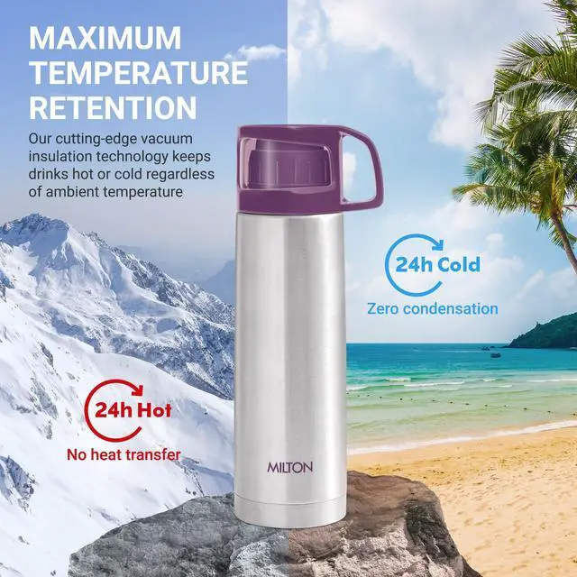 Alt view image 5 of 6 - for Hot Drinks 1000 ml (34 oz), 24 Hours Hot and Cold, Stainless Steel Water Bottle, Double Walled Vacuum Insulated Flask for Hot Coffee, Thermosteel, Leak Proof, Glassy, Purple