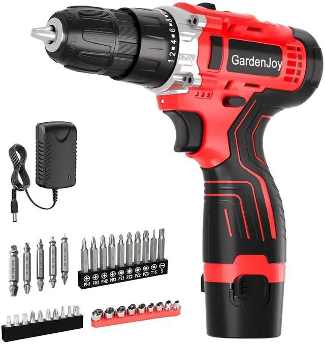 Main image of Cordless Power Drill Set: 12V Electric Drill with Battery and Charger, 34pcs Acessories, 3/8"Keyless Chuck, 2 Variable Speed, 24+1 Position, Compact Drill Driver Kit for Home & DIY Project