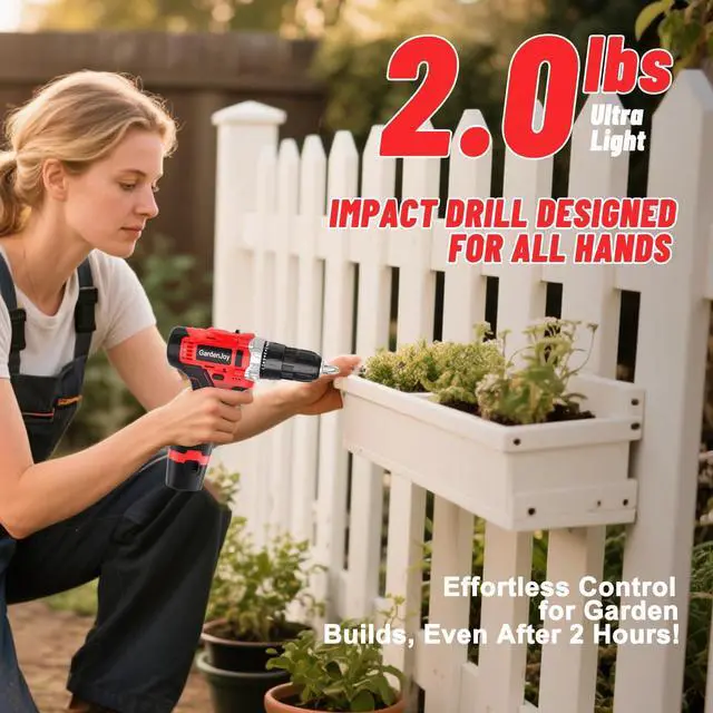 Alt view image 7 of 7 - Cordless Power Drill Set: 12V Electric Drill with Battery and Charger, 34pcs Acessories, 3/8"Keyless Chuck, 2 Variable Speed, 24+1 Position, Compact Drill Driver Kit for Home & DIY Project