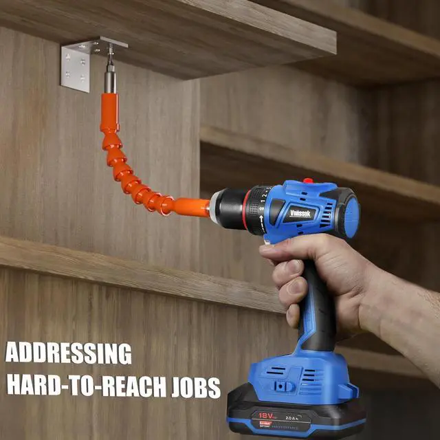 Alt view image 6 of 7 - Cordless Drill Set,18V Brushless Power impach driver with Battery and Charger, 3/8" Keyless Chuck, Variable Speed, Drill Driver Bits Kit for Drilling and Tightening/Loosening Screws