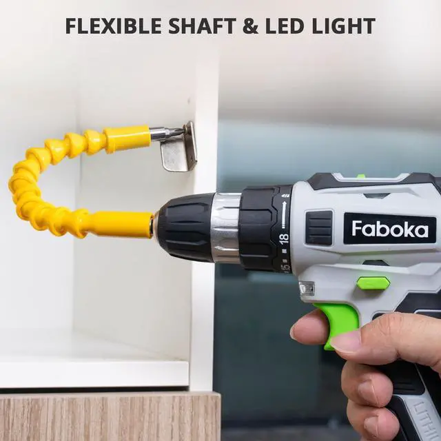 Alt view image 6 of 7 - 21V Cordless Drill Set, Power Drills Kit with 2.0Ah Battery and Charger, Electric Driver/Drill Bits, Max Torque 40Nm, 3/8-Inch Keyless Chuck, Variable Speed, LED Light, for DIY Home Repair