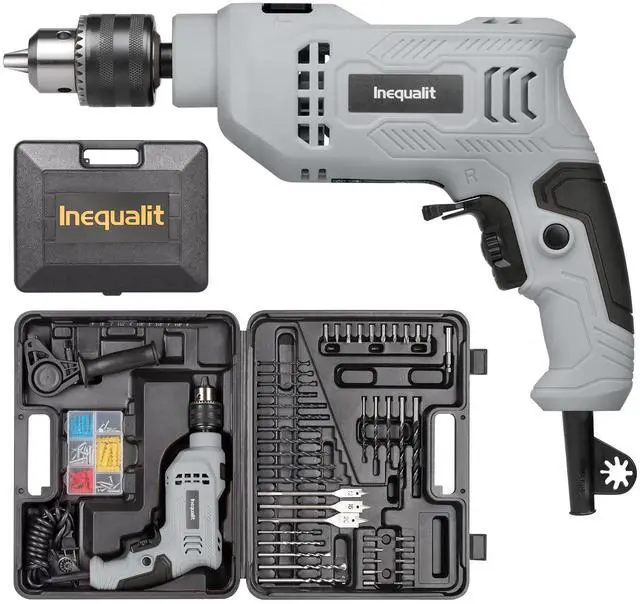 Main image of Corded Hammer Drill 4.5Amp 0-3000 RPM, 1/2 Inch Chuck Impact Drill with 105-Piece Accessory Set, Adjustable Speed Control, 360° Swivel Handle, Depth Gauge and Portable Carrying Case