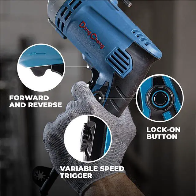 Alt view image 4 of 7 - Hammer Drill 6A,1/2 Inch Keyed Chuck, 0-3000 RPM/45000 BPM Impact Drill with 15PCS Drilling Bits for Brick Wall, Metal & Wood, DZJ05-13
