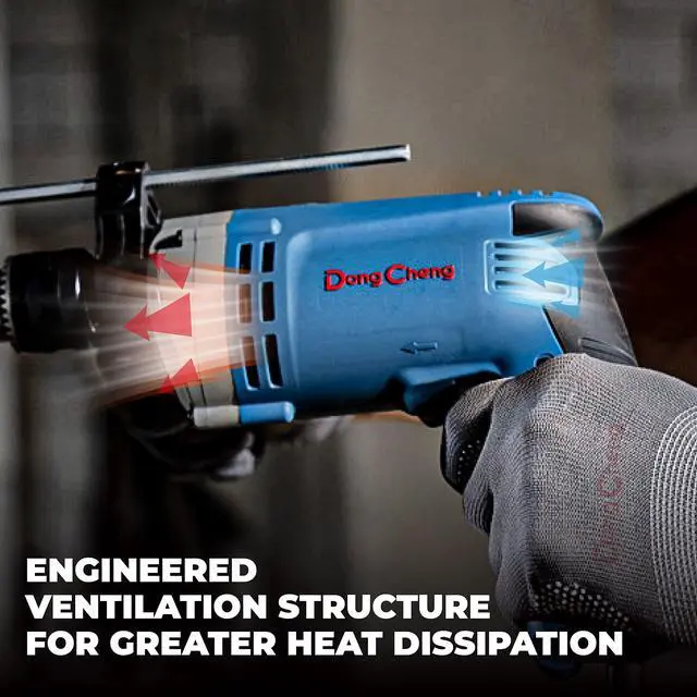 Alt view image 7 of 7 - Hammer Drill 6A,1/2 Inch Keyed Chuck, 0-3000 RPM/45000 BPM Impact Drill with 15PCS Drilling Bits for Brick Wall, Metal & Wood, DZJ05-13