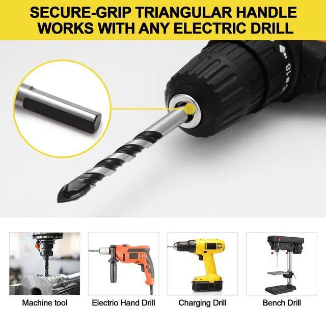 Alt view image 7 of 7 - 12-PCS Masonry Drill Bit Set & Concrete Drill Bit Set, 1/8 to 1/2 inch Professional Carbide Drill Bits Tip for Glass, Tile, Brick, Cement Concrete Plastic Wood etc. Masonry Drill Bits Set