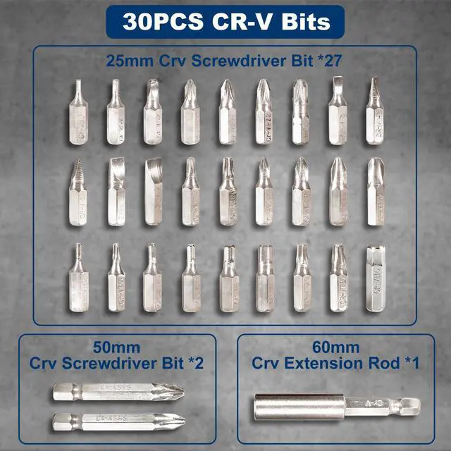 Alt view image 3 of 7 - Electric Screwdriver, Cordless Screwdriver Rechargeable 4V Max, Power Screwdriver with LED Light, 1300mAh Battery Screwdriver 6 Nm 30 PCS Screw Gun Accessories for Home DIY, Car Repair