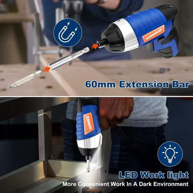 Alt view image 4 of 7 - Electric Screwdriver, Cordless Screwdriver Rechargeable 4V Max, Power Screwdriver with LED Light, 1300mAh Battery Screwdriver 6 Nm 30 PCS Screw Gun Accessories for Home DIY, Car Repair