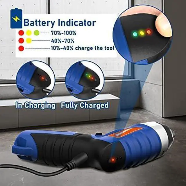 Alt view image 6 of 7 - Electric Screwdriver, Cordless Screwdriver Rechargeable 4V Max, Power Screwdriver with LED Light, 1300mAh Battery Screwdriver 6 Nm 30 PCS Screw Gun Accessories for Home DIY, Car Repair