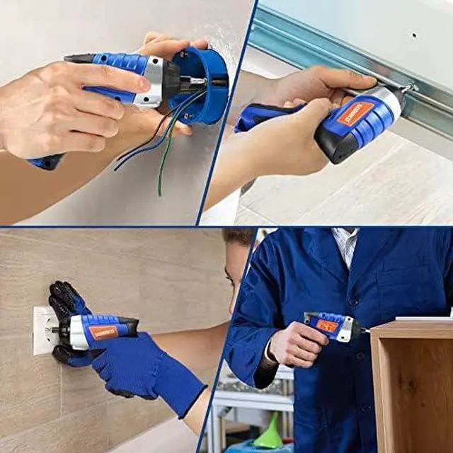 Alt view image 7 of 7 - Electric Screwdriver, Cordless Screwdriver Rechargeable 4V Max, Power Screwdriver with LED Light, 1300mAh Battery Screwdriver 6 Nm 30 PCS Screw Gun Accessories for Home DIY, Car Repair