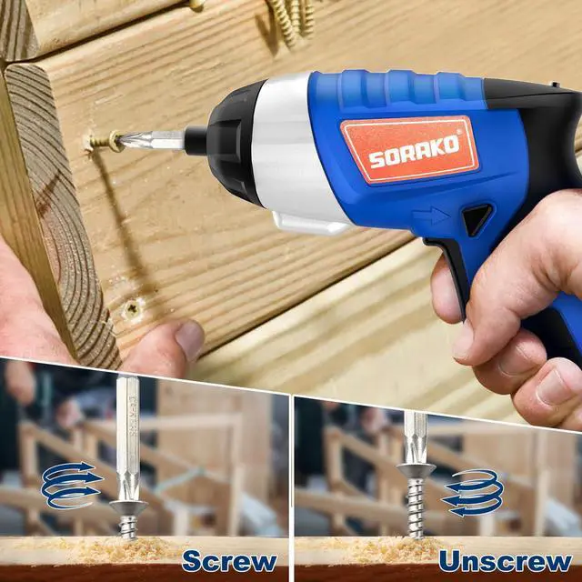 Alt view image 2 of 7 - Electric Screwdriver, Cordless Screwdriver Rechargeable 4V Max, Power Screwdriver with LED Light, 1300mAh Battery Screwdriver 6 Nm 30 PCS Screw Gun Accessories for Home DIY, Car Repair