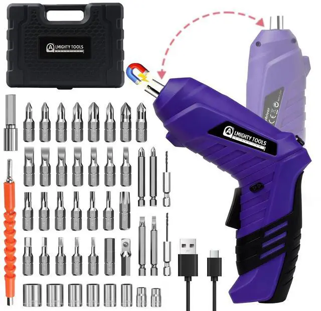 Main image of Electric Screwdriver Cordless, 3.6V Cordless Screwdriver Rechargeable, 47Pcs Small Power Screwdriver Set with Pivoting Handle and LED Light, 3Nm Battery Screw Gun for DIY Enthusiasts