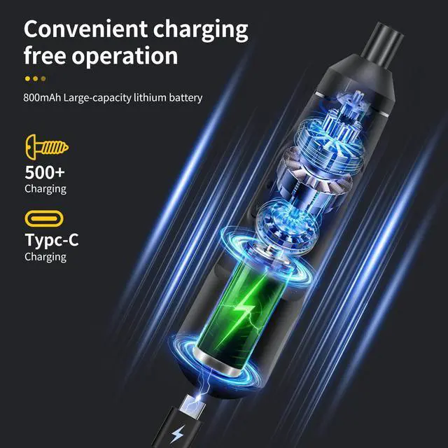 Alt view image 2 of 6 - Mini Electric Screwdriver Set,3.7V 800 MAH USB-C Rechargeable Cordless Rotary Tool With 20 pcs Bits Set For Install or Repair