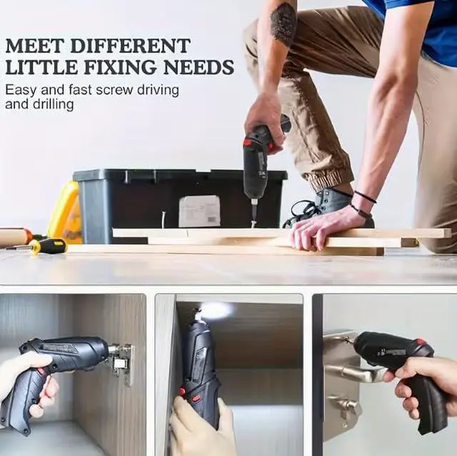 Alt view image 2 of 6 - Cordless Power Screwdriver, Electric Screwdriver Rechargeable Set, 47pcs Bits in Carrying Case Pivoting Handle and LED Lights, Small Drills Cordless
