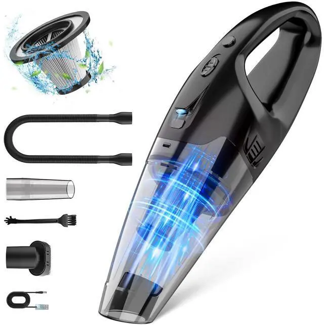 Main image of Handheld Vacuum Cordless Rechargeable, 3-in-1 Car Vacuum Portable with LED Light & USB Charge, 1.65Lbs Lightweight Hand Vacuum Cleaner for Pet Hair, Home, Car Interior