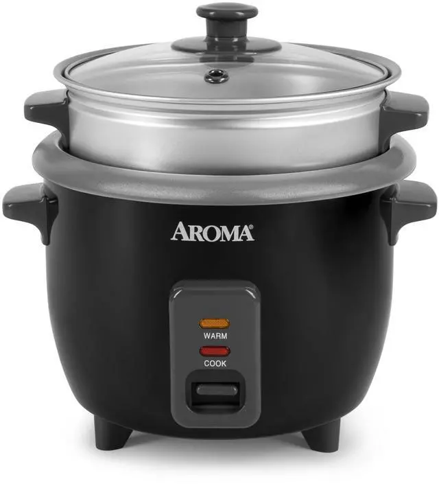 Main image of Housewares ARC-363-1NGB 3 Uncooked/6 Cups Cooked Rice Cooker, Steamer, Multicooker, 2-6 cups, Black