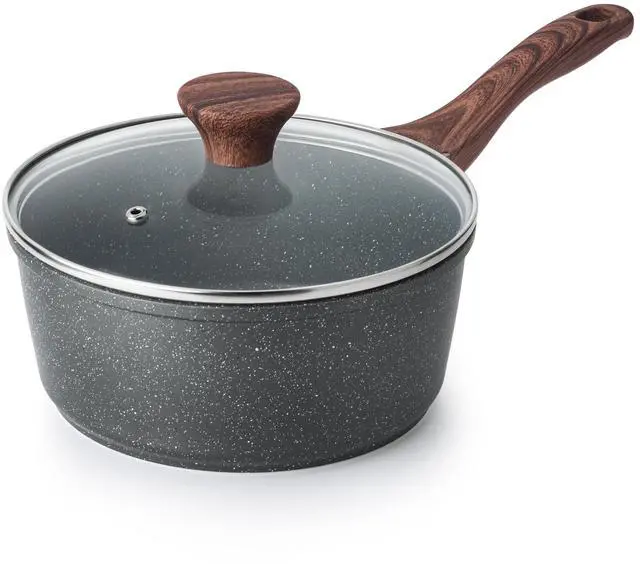 Main image of Nonstick Saucepan with Lid, 1.5 Quarts Small Pot with Swiss Granite Coating, Stay-cool Handle, Multipurpose Handy Sauce Pot Small Kitchen Cooking Pot, Induction Comptable, PFOA Free