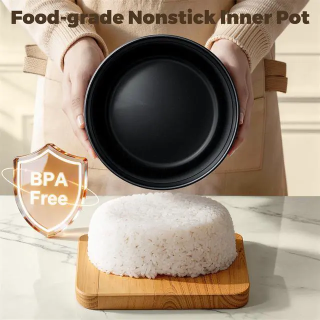 Alt view image 7 of 7 - Mini Rice Cooker 2 Cups Uncooked, 1.2L Rice Cooker Small, Portable Non-Stick Small Travel Rice Maker, BPA Free, Smart Control Multifunction Cooker with 24 Hours Timer Delay & Keep Warm Function, Beige
