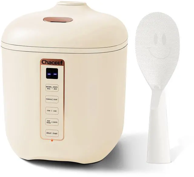 Main image of Mini Rice Cooker 2 Cups Uncooked, 1.2L Rice Cooker Small, Portable Non-Stick Small Travel Rice Maker, BPA Free, Smart Control Multifunction Cooker with 24 Hours Timer Delay & Keep Warm Function, Beige