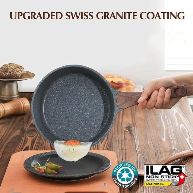 Alt view image 4 of 7 - Nonstick Saucepan with Lid, 1.5 Quarts Small Pot with Swiss Granite Coating, Stay-cool Handle, Multipurpose Handy Sauce Pot Small Kitchen Cooking Pot, Induction Comptable, PFOA Free