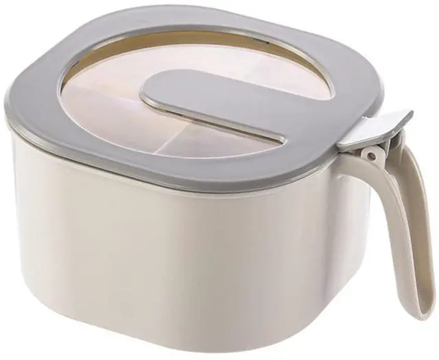 Main image of Seasoning Box With Lid, 4 Compartments Seasoning Rack Spice Pots with Handle and 4 Spoons Home Kitchen Condiment Jars for Sugar Salt Pepper White