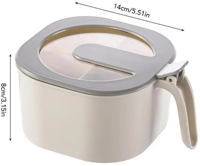 Alt view image 2 of 7 - Seasoning Box With Lid, 4 Compartments Seasoning Rack Spice Pots with Handle and 4 Spoons Home Kitchen Condiment Jars for Sugar Salt Pepper White
