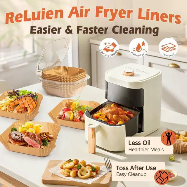 Alt view image 5 of 7 - Air Fryer Liners Disposable, 125Pcs Parchment Paper, 8 Inch Non-stick Air Fryer Paper Liners, Unbleached Square Airfryer Liners for 5-8QT Air Fryer, Baking, Roasting Microwave
