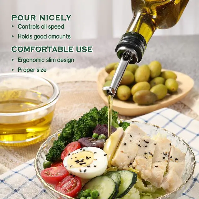 Alt view image 7 of 7 - 17oz Clear Glass Olive Oil Dispenser Bottle - 500ml Oil & Vinegar Cruet with Pourers and Funnel - Olive Oil Carafe Decanter for Kitchen