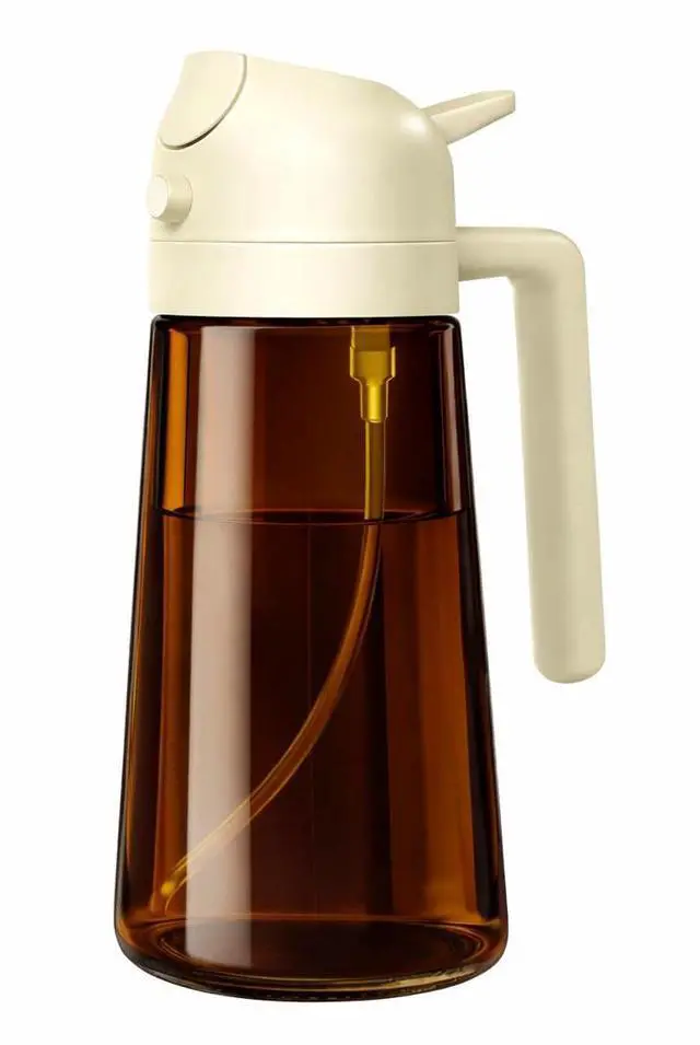 Main image of Oil Sprayer for Cooking, 2 in 1 Olive Oil Dispenser, Bottle for Kitchen, 16oz/470ml Premium Dark Green Glass Oil Bottle, Oil Sprayer for Air Fryer, Salad, Frying, BBQ. (Black) (Brown)