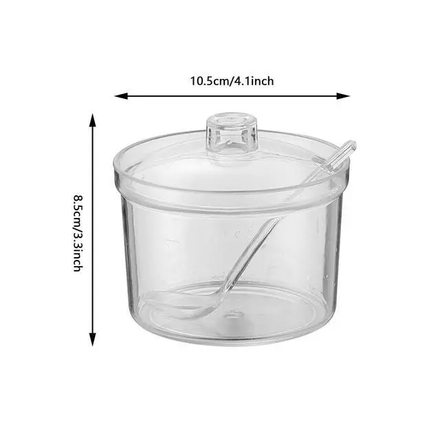 Alt view image 2 of 7 - Acrylic Set of 3 Condiment Container Seasoning Box Spice Container with Lids and Spoons for Kithchen Gourmet Organizer for Home