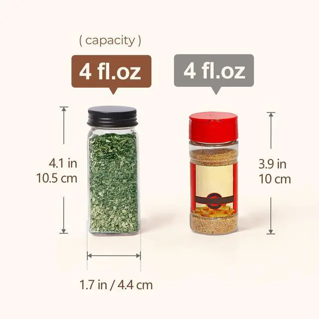 Alt view image 4 of 6 - 6Pcs 4oz Glass Spice Jars with Shaker Lids, 21 Labels, Spice Jars Trial Set & Supplement Set, Empty Spice Containers and Square Spice Bottles for Kitchen and Seasoning