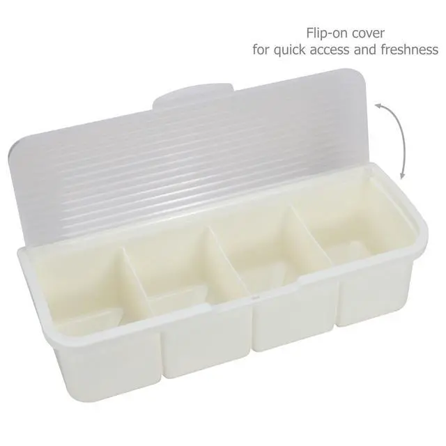 Alt view image 5 of 7 - Seasoning Box Condiment Canisters with Lid & Spoons for Storing and Serving Salt Sugar Spice Pepper Chili (4-grids)
