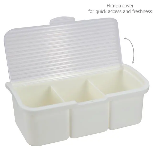 Alt view image 5 of 7 - Seasoning Box Condiment Canisters with Lid & Spoons for Storing and Serving Salt Sugar Spice Pepper Chili (3-grids)