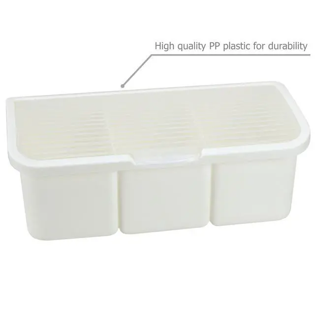 Alt view image 7 of 7 - Seasoning Box Condiment Canisters with Lid & Spoons for Storing and Serving Salt Sugar Spice Pepper Chili (3-grids)