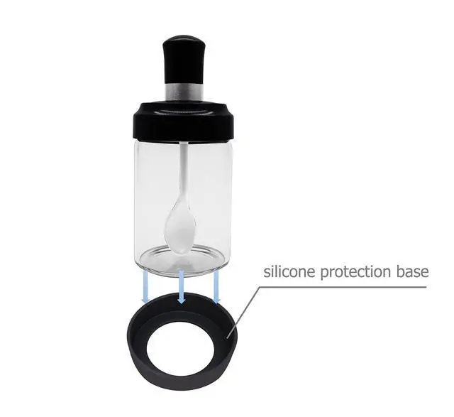Alt view image 6 of 7 - Excelity Condiment Pots with Spoon and Lid Clear Glass Containers Jars for Storing and Dispensing Spice Salt Sugar Pepper