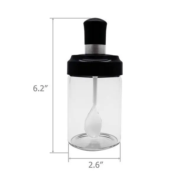 Alt view image 7 of 7 - Excelity Condiment Pots with Spoon and Lid Clear Glass Containers Jars for Storing and Dispensing Spice Salt Sugar Pepper