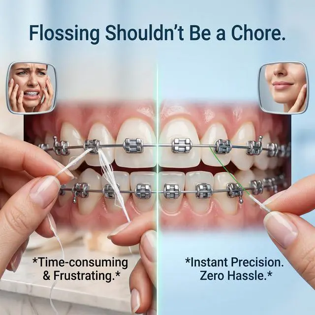 Alt view image 5 of 7 - 3-in-1 Floss for Braces, 120 Pre-Cut Strands | Floss Threaders, Spongy & Regular Floss for Bridges & Wide Gaps (Pack of 2)
