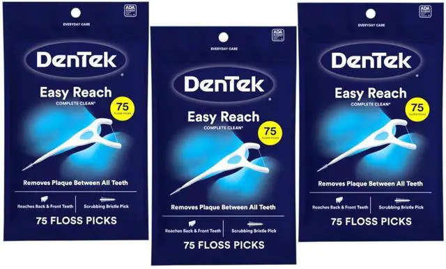 Main image of Complete Clean Easy Reach Floss Picks, No Break & No Shred Floss, 75-Count, 3 Pack