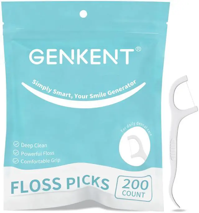 Main image of Floss Picks, 200 Count Dental Floss Sticks, Tooth Picks Flossers, Teeth Cleaning Tools with Toothpicks