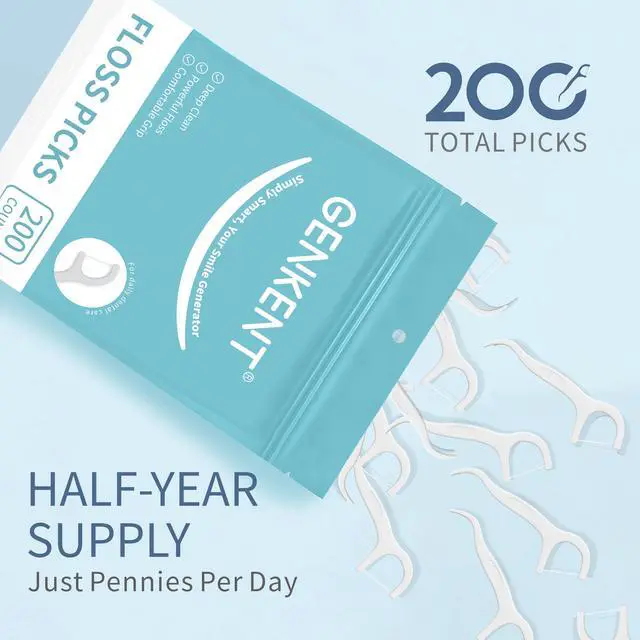 Alt view image 2 of 7 - Floss Picks, 200 Count Dental Floss Sticks, Tooth Picks Flossers, Teeth Cleaning Tools with Toothpicks