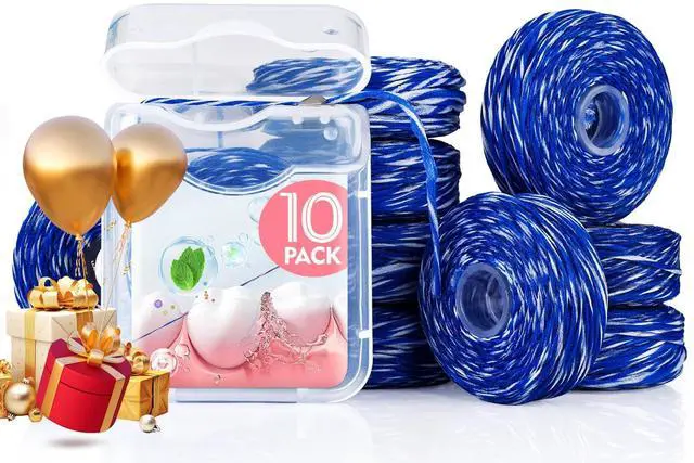Main image of Woven Dental Floss, Expandable Waxed Dental Floss for Gentle,Oral Care Whitening Dental Floss,Plaque Remover for Teeth,String Floss,Mint,10 Spools (32.8 yd Each)