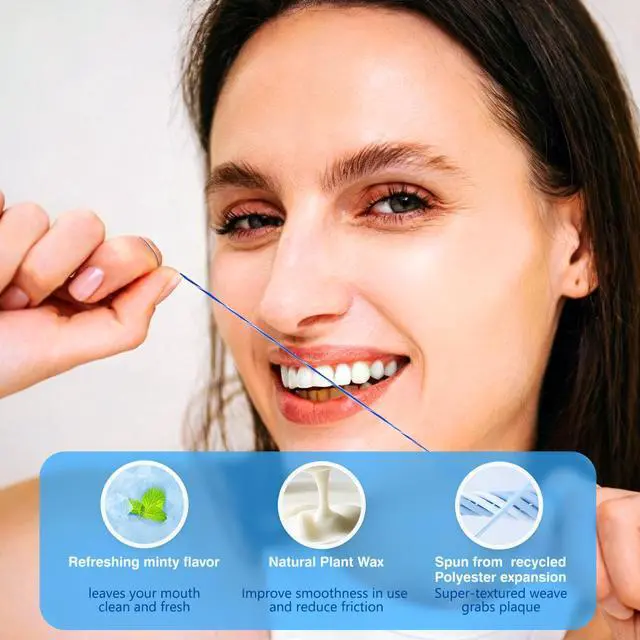 Alt view image 5 of 7 - Woven Dental Floss, Expandable Waxed Dental Floss for Gentle,Oral Care Whitening Dental Floss,Plaque Remover for Teeth,String Floss,Mint,10 Spools (32.8 yd Each)