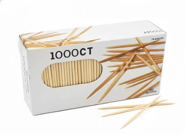 Main image of 1000-Pack Bamboo Toothpicks Natural, Smooth & Eco-Friendly | Durable Splinter-Free Wooden Picks for Kitchen, Appetizers, and Travel Use