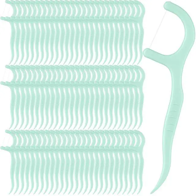 Main image of 200 Count Floss Picks Bulk Non Breakable Tooth Picks Flosser Dental Floss Sticks for Adults Teeth Cleaning Dental Flossers for Family Pack Travel (Light Green)