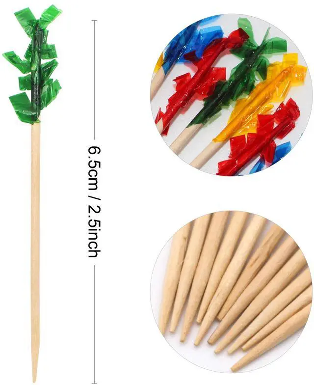 Alt view image 2 of 6 - 1000pcs 2.5 IN Wooden Frill Picks Cocktail Picks with Assorted Colors,4-Color,for Cocktail Party, Barbeque, Club Sandwiches (Frill picks 1000pcs 2.5 IN)