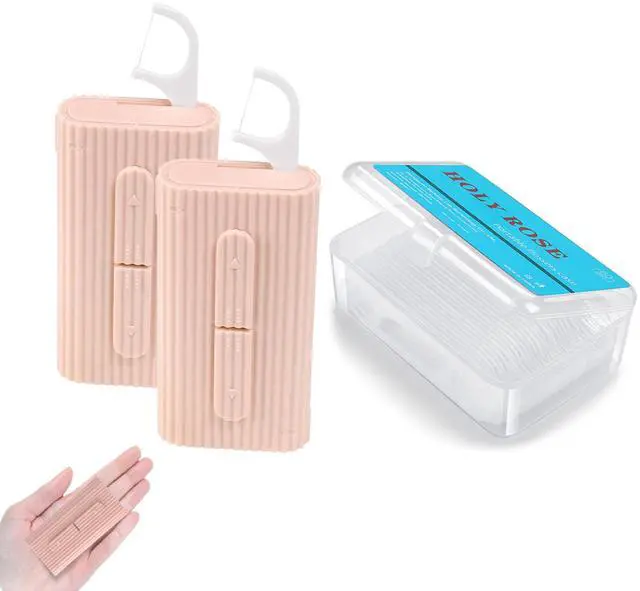 Main image of Portable Dental Floss Dispenser 2 Box, Portable Floss Picks Case with Adult Floss Sticks 80 Count,Flossers Toothpicks Boxs Perfect for Home,Travel Cleaning Teeth Oral Care Best Tool(Pink)