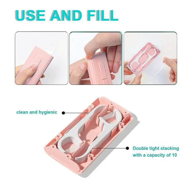 Alt view image 5 of 7 - Portable Dental Floss Dispenser 2 Box, Portable Floss Picks Case with Adult Floss Sticks 80 Count,Flossers Toothpicks Boxs Perfect for Home,Travel Cleaning Teeth Oral Care Best Tool(Pink)