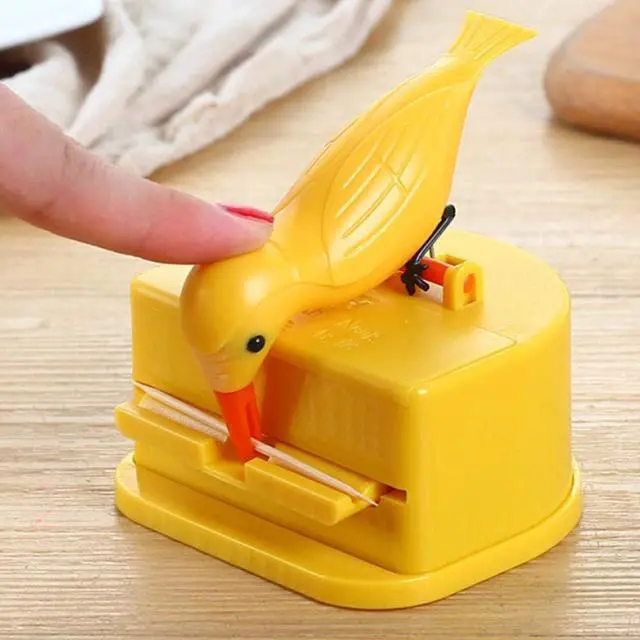 Alt view image 2 of 5 - Woodpecker Cute Little Bird Push-Type Automatic Toothpick Holder, Telescopic Toothpick Box for Home, Kitchen Decoration